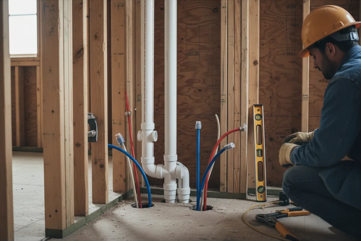 Drain and supply rough-in during Leak Detection in North Apollo